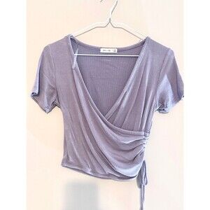 Active USA Crossover Crop Top with Ruched Tie Side Sz M